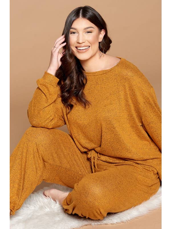 Emerald Collection - Wholesale Lounge Set - Women's - ETK-8317-PL Cozy and Soft Hacci Brush Lounge Set