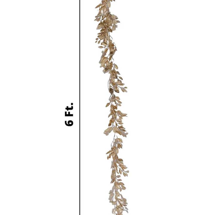 Elan Bazaar - Wholesale Bunting/Garland - 6 FT. Gold Magnolia Leaf Garland Faux Metallic Magnolia7