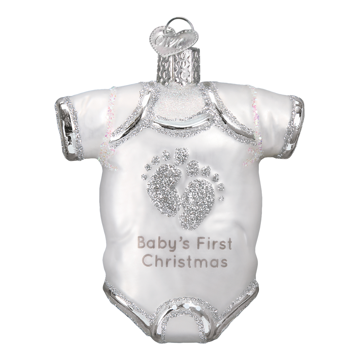 Old World Christmas - Wholesale Ornament - White Baby Onesie Ornament1