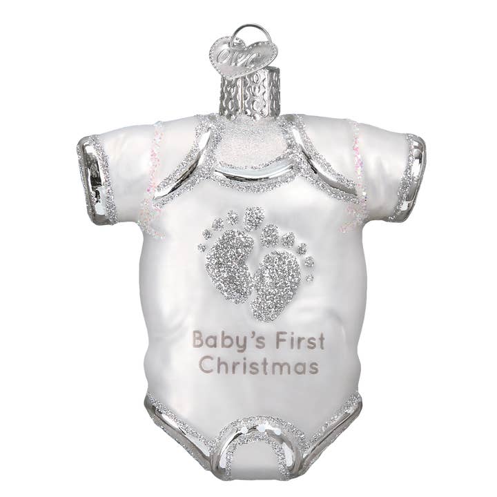 Old World Christmas - Wholesale Ornament - White Baby Onesie Ornament1