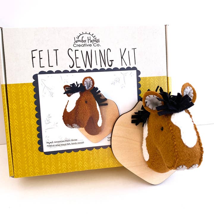 Jennifer Heynen Creative Co. - Wholesale Craft Sewing Kit - American Paint Horse Faux Taxidermy Felt Sewing Kit