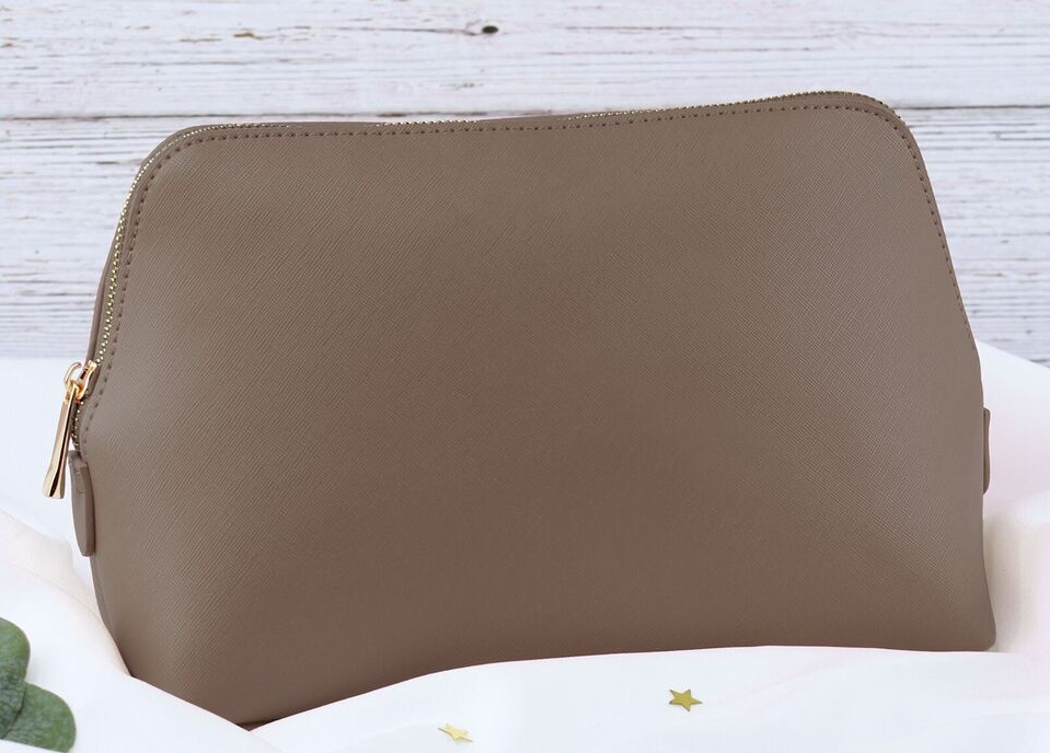 eBuyGB Craft Blanks - Vente Trousses de maquillage/cosmétique - Grande trousse de maquillage zippée en cuir PU Saffiano Fine5