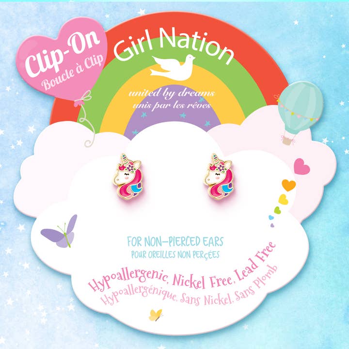 Girl Nation - Wholesale Earrings - Kids - CLIP ON Cutie Earrings | Unicorn Dreams
1