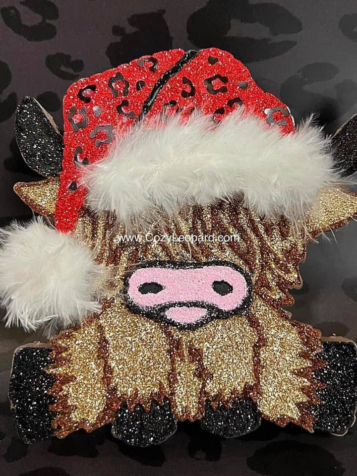 Santa Highland Cow Car Freshie for wholesale by Cozy Leopard Boutique