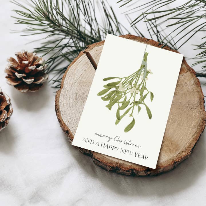Wildblumen Atelier - Wholesale Christmas Card - Christmas card mistletoe merry Christmas, FSC paper1
