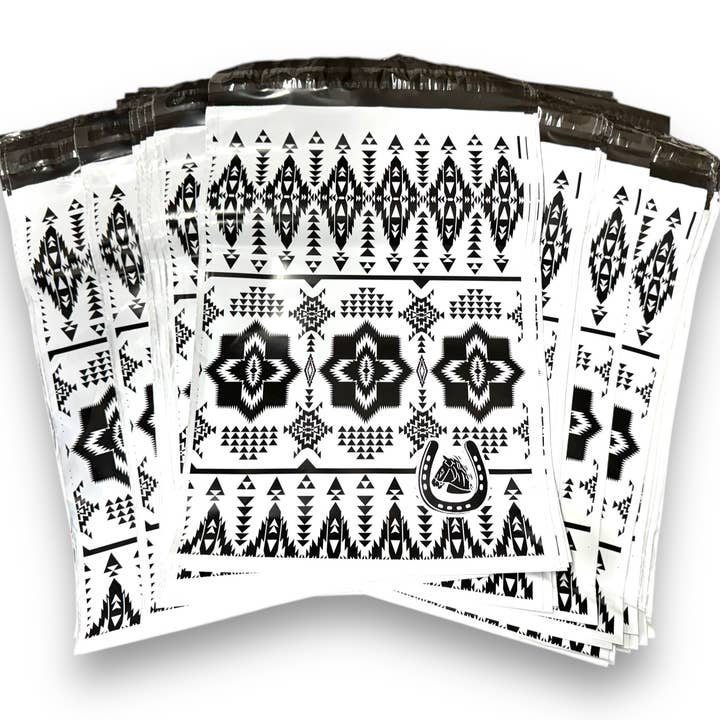Western Linens - Wholesale Stapler - Black and White Western Poly Shipping Bag