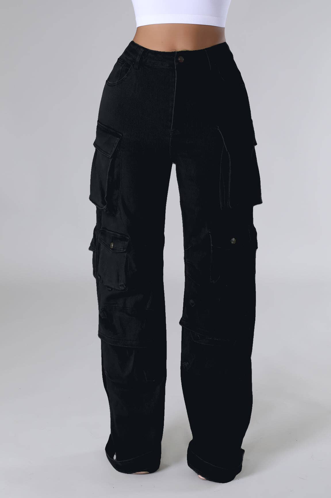 5besties inc - Wholesale Broek - Dames - DENIM CARGOBROEK MET MEERDERE ZAKKEN VOOR.12