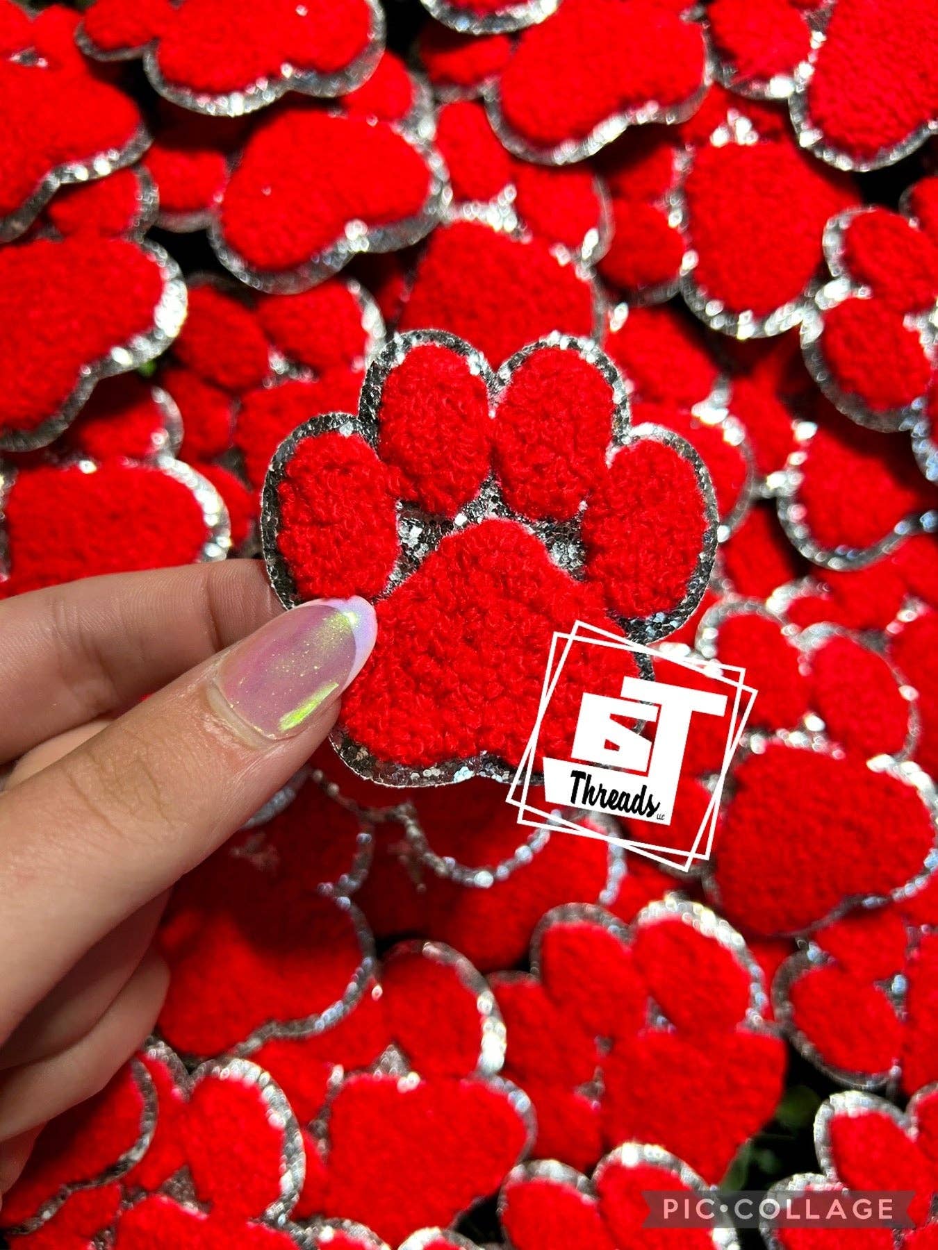 6j Threads LLC - Wholesale Patch - Chenille Paw Prints...Cap Patches Only5