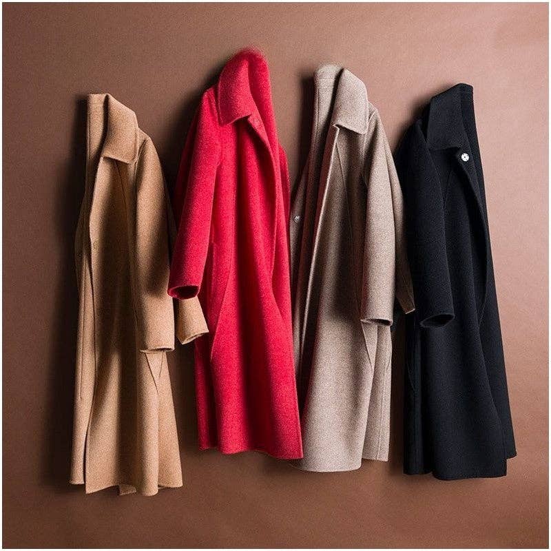 FurDecoration - Wholesale Coat - Women's - Solid Color Casual Style Long Woolen Coat6