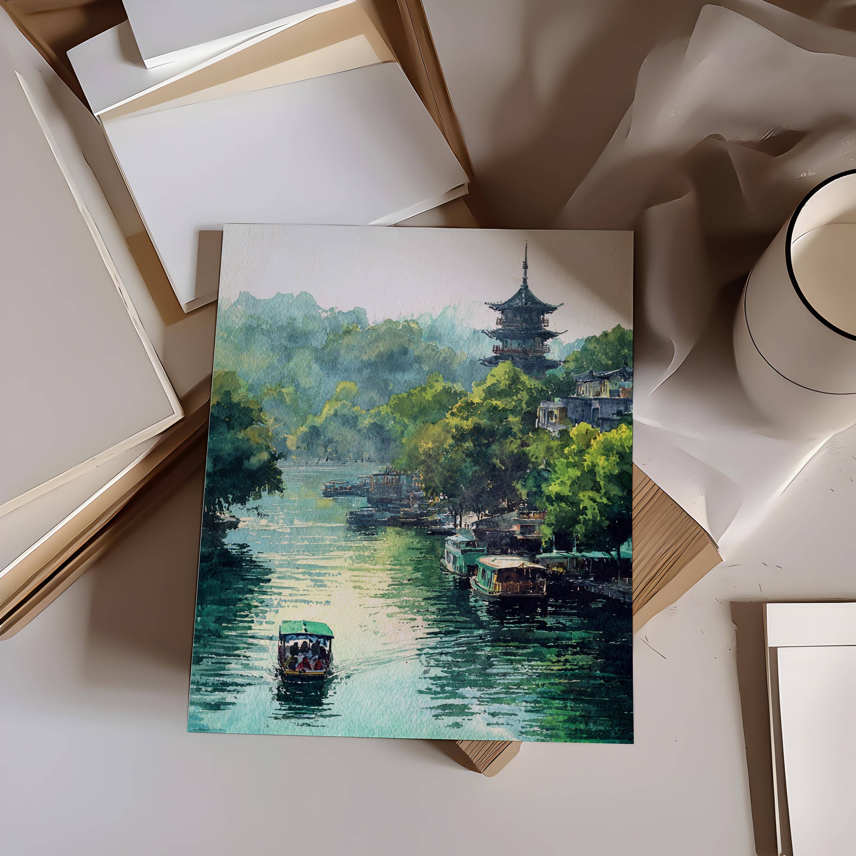 Premium Travel Art - Wholesale Art Print - Hangzhou China Watercolor Art Hangzhou Travel Print Hangzhou China Artwork Hangzhou Decor China Wall Art2