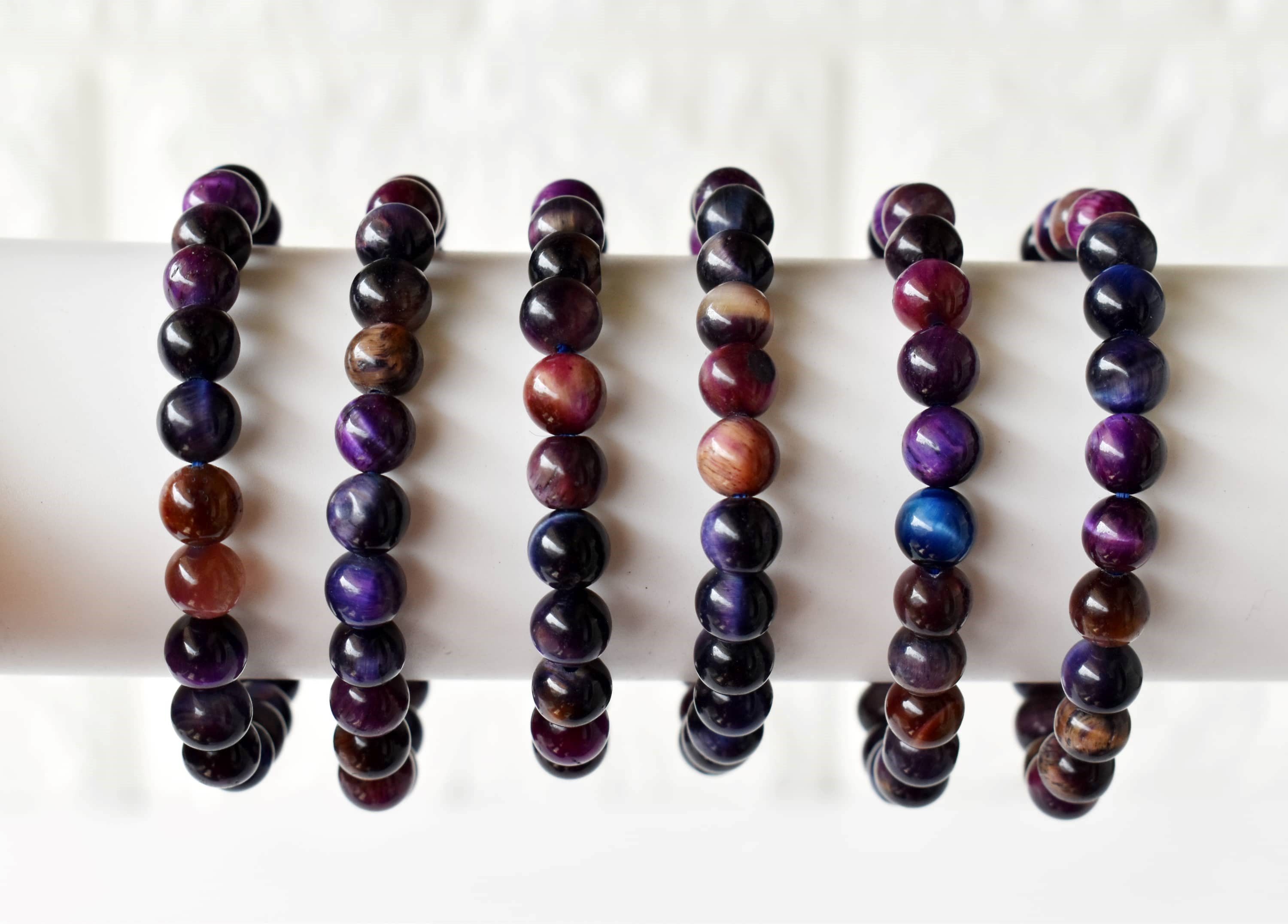 Soothing Crystals - Wholesale Beaded Bracelet - Healing Bracelet | Tiger Cats Eye Violet Gemstones Bracelets6