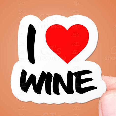Jeg elsker vin klistermærke Vinyl Mærkat for engroshandel hos CJ's Sticker Shop