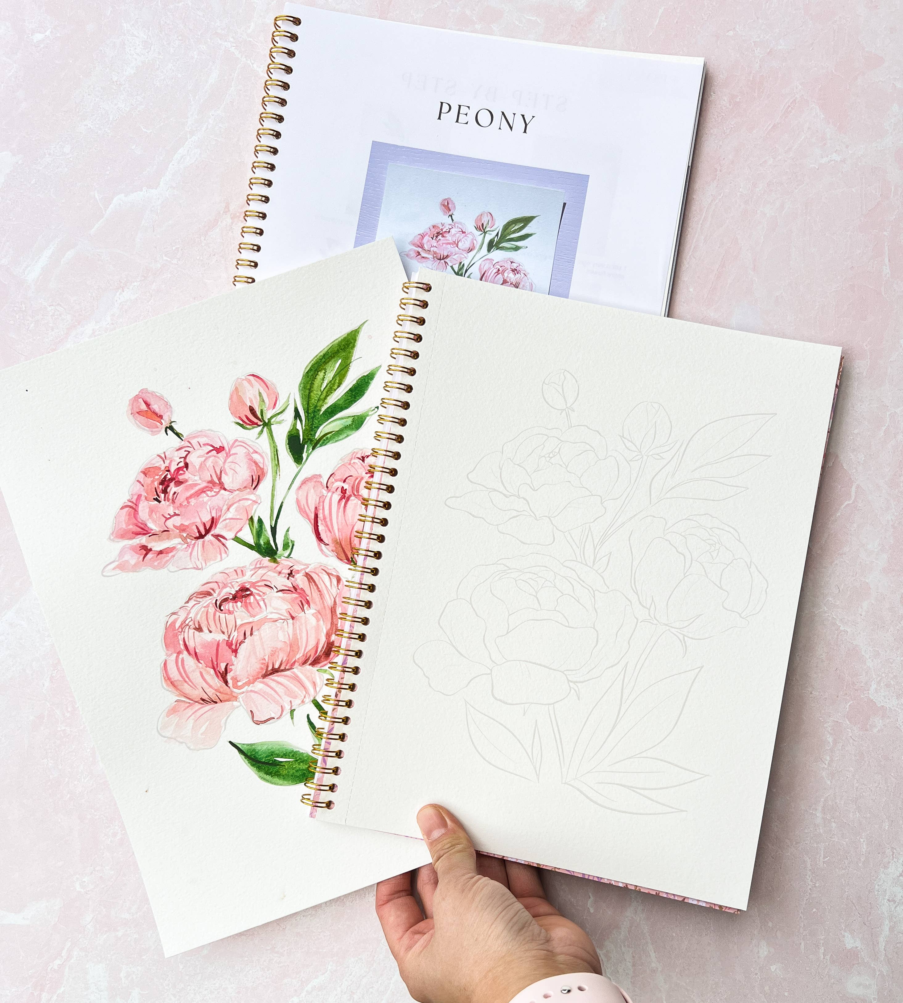 Jean Choe Art & Design - Wholesale Sketchbook/Sketchpad - Watercoloring Book. Watercolor Workbook - Outlined Flowers.5