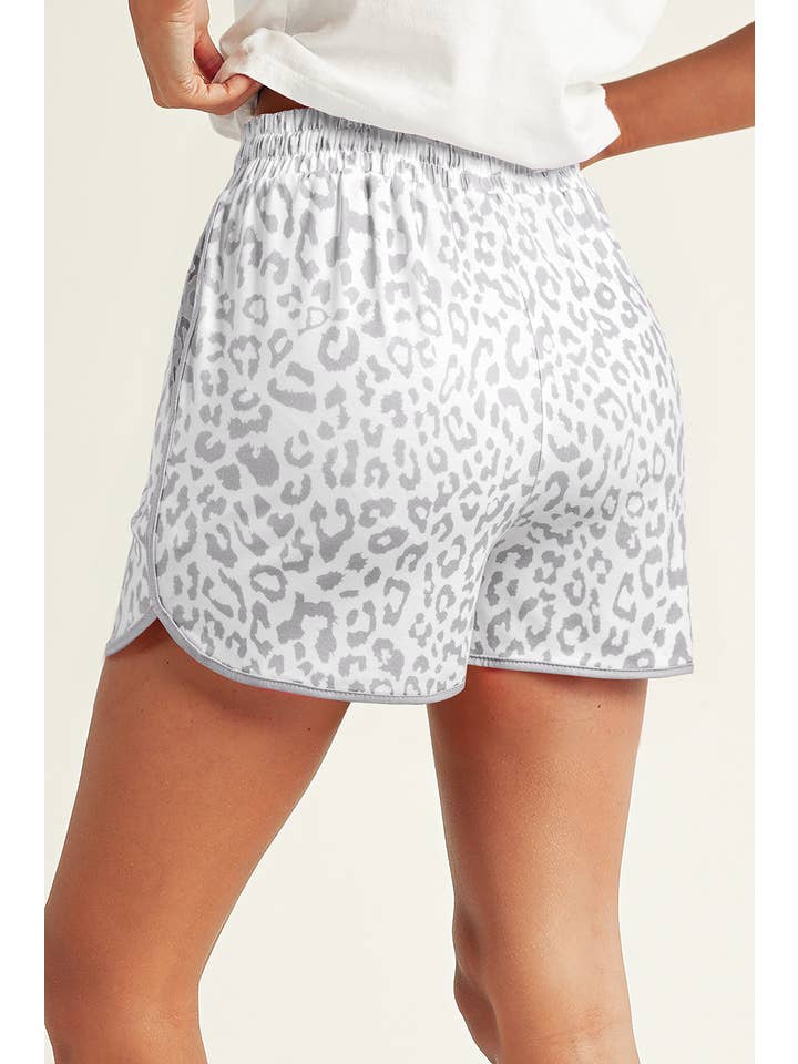 Little Daisy Closet - Wholesale Shorts - Women's - LDC Leopard Elastic Waist Lace up Contrast Trim Casual Short1