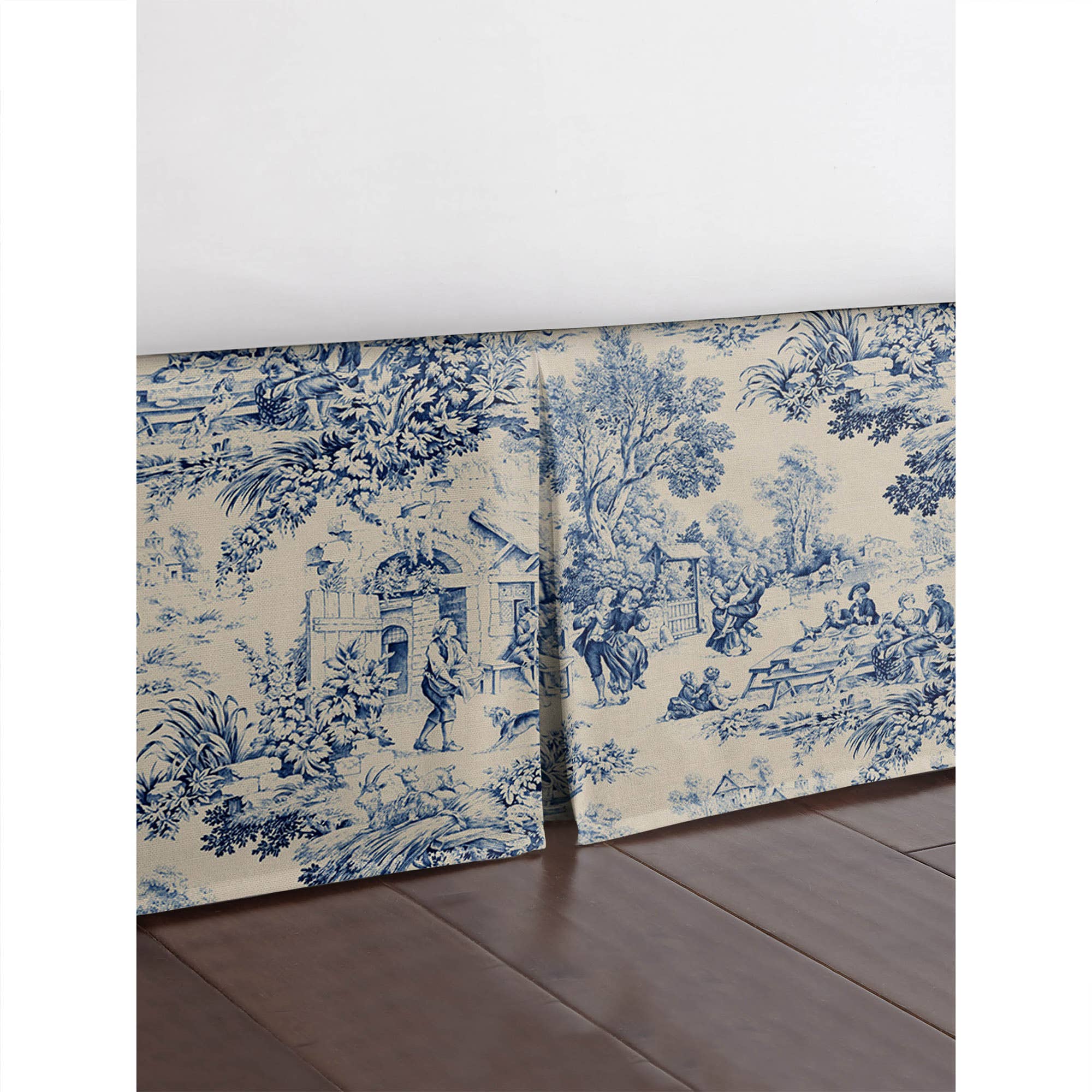 6ix Tailors Fine Linens - Wholesale Bedskirt - Maison Toile Blue Bed Skirt2