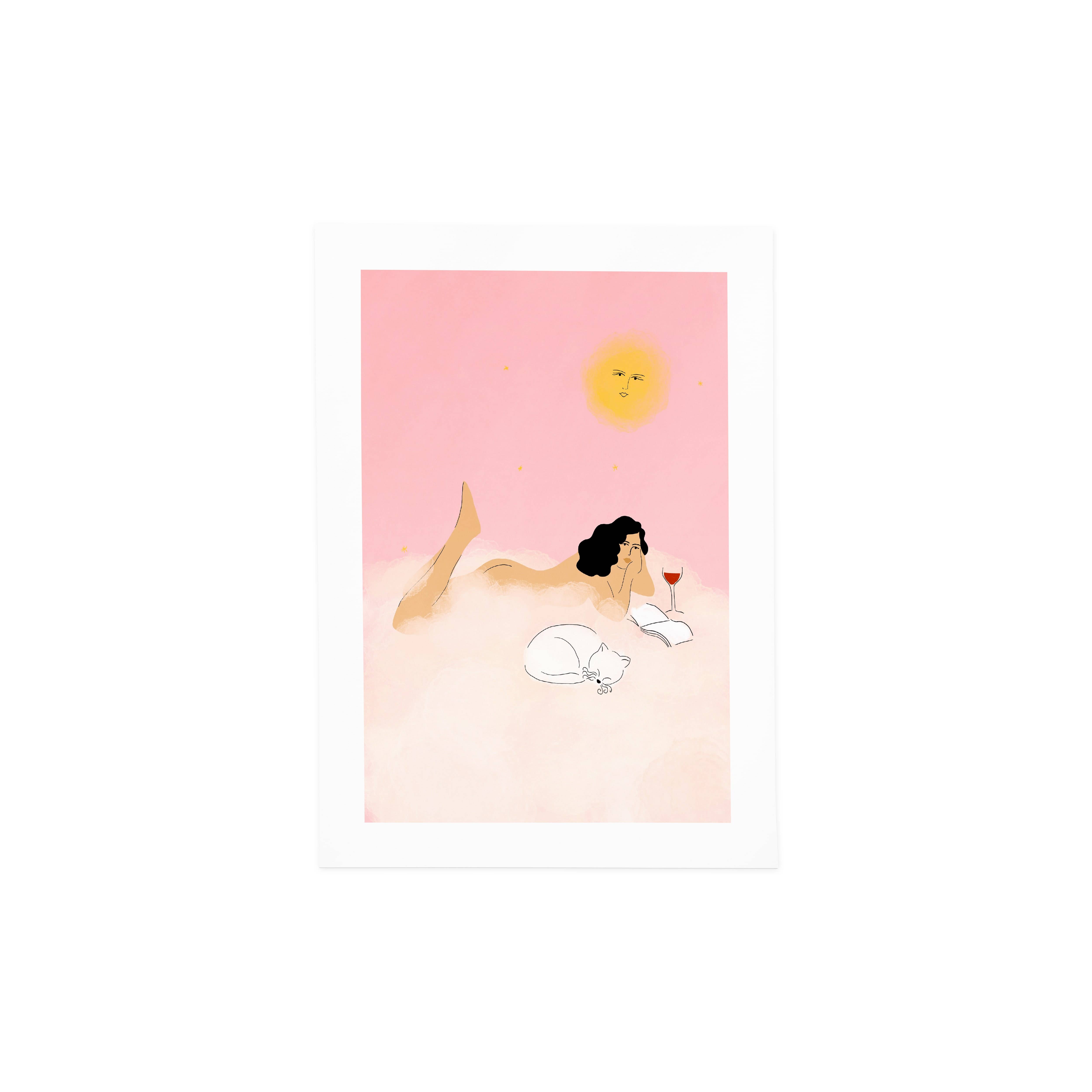 Alja Horvat d.o.o. - Wholesale Art Print - Clouds, Cat and Wine Art Print