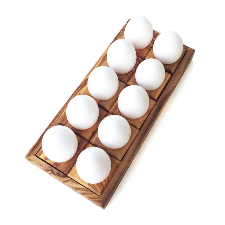 medina mood – wholesale Egg cup/holder – egg holder station, storage, serving, 10 eggs, olive wood