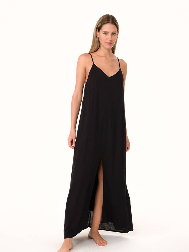 Loose Fit Spaghetti Strap V Neck Maxi Dress for wholesale by Lovestitch