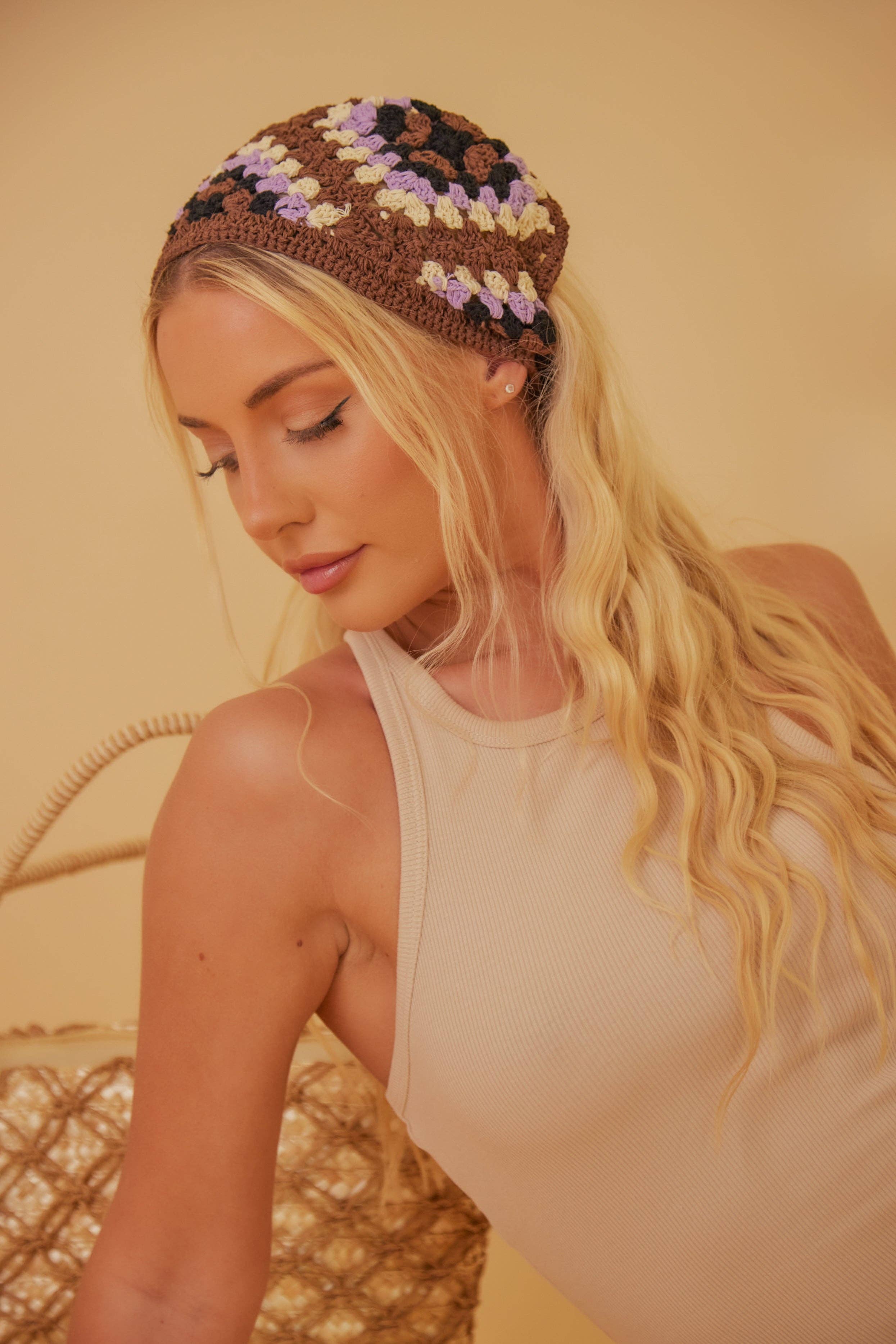 multi Flower Crochet Bandana in Multi-Coloured for wholesale on Faire2