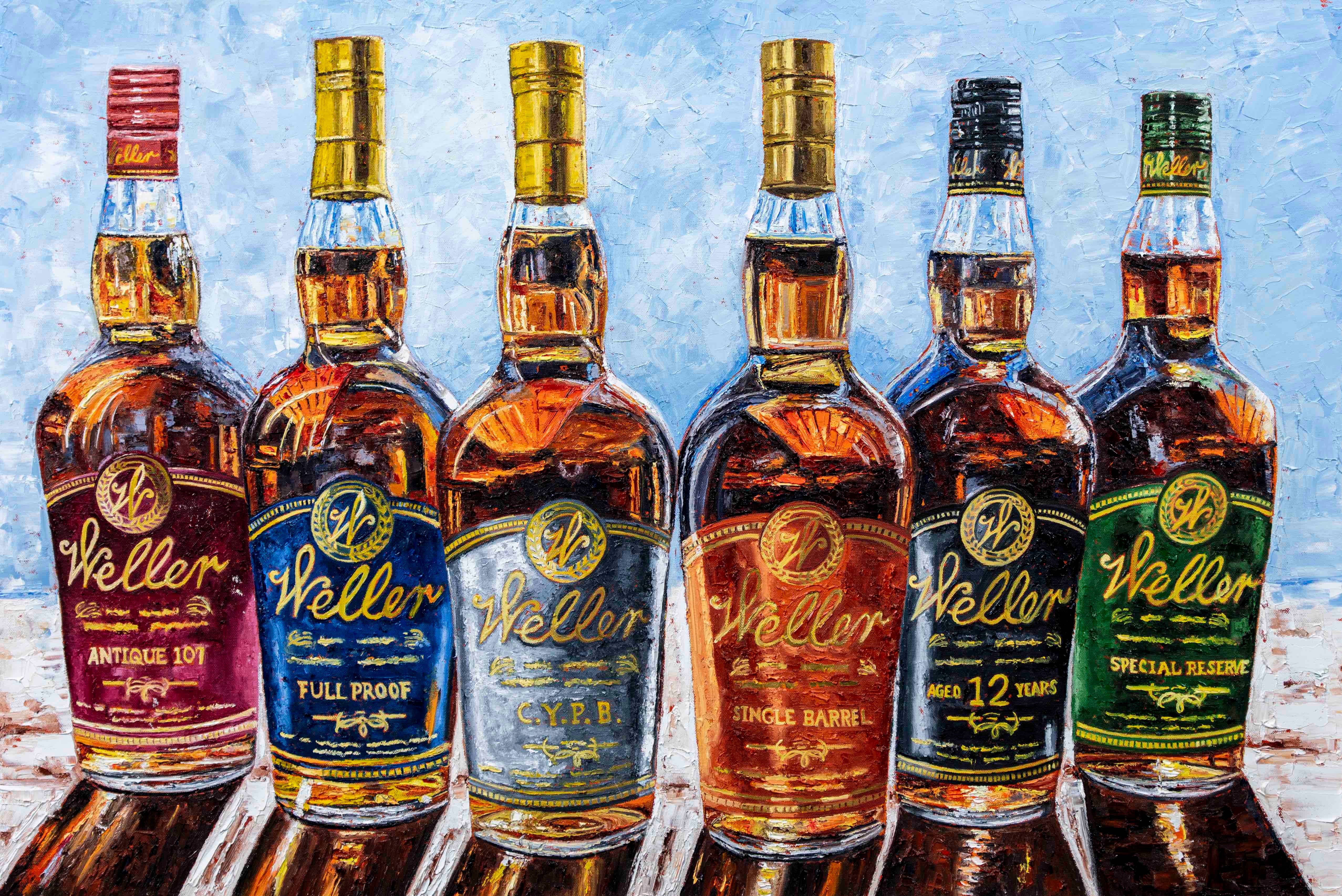 Kim Perry Studio – wholesale Art print – Bourbon Print "Six Shades of Weller"0