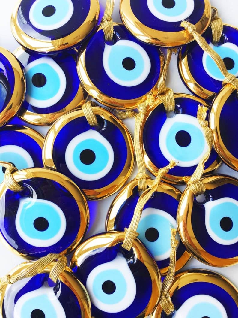 Evileyefavor – wholesale Decorative tabletop object – Turkish evil eye bead, gold evil eye bead, 7cm gold evil eye4