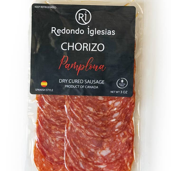 Redondo Iglesias - Venta al por mayor Salchichas - CHORIZO PAMPLONA - REBANADA DE 3 OZ - RECETA ESPAÑOLA