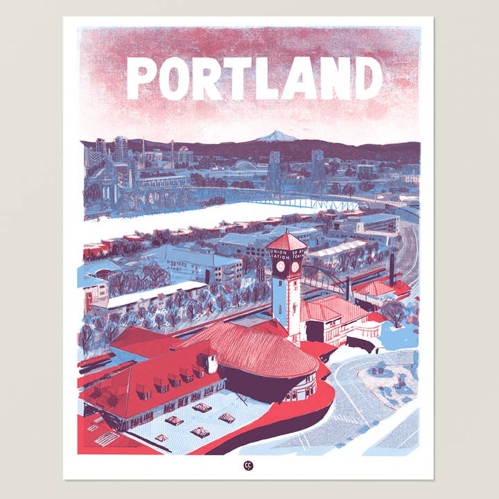 Carte postale Portland Union Station Red Vista pour la vente par The Culture Curious