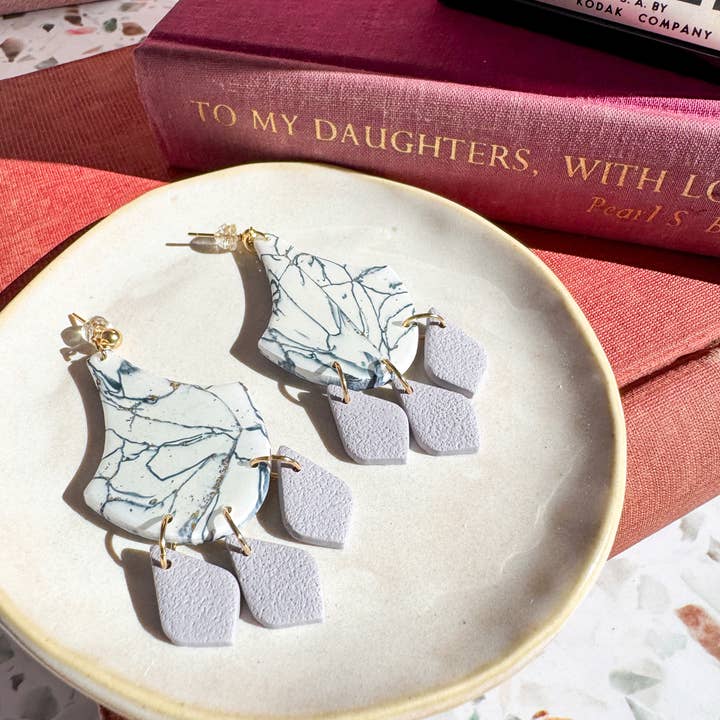 Anam Cara Clay Goods - Wholesale Dangle Earrings - Marbled Cherish Drop Earrings-Polymer Clay8