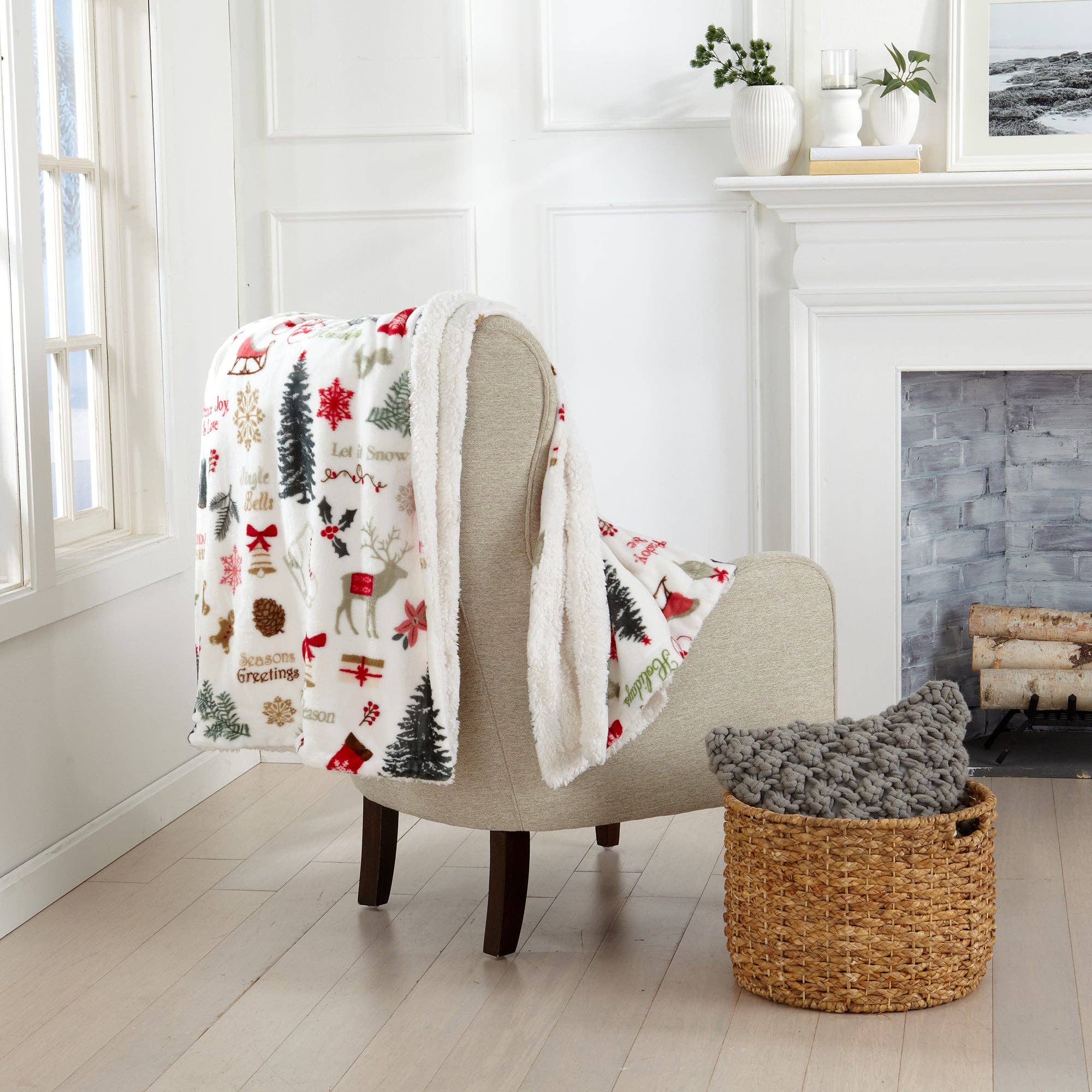 BH Collective - Wholesale Throw Blanket - Throw Blanket - Holiday Printed Sherpa - Eve Collection33