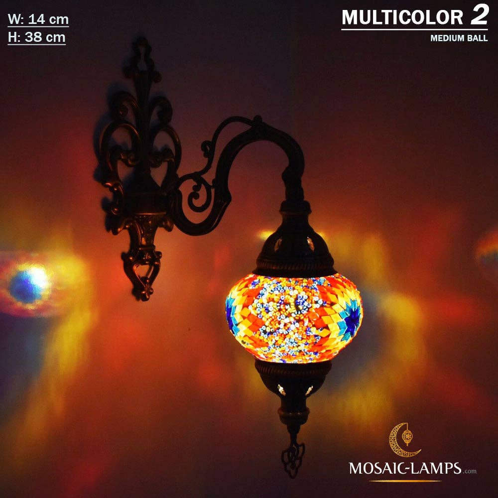 Mosaic Lamps - Wholesale Sconce - Turkish Mosaic Single Medium Globe Wall Lamp, Traditional Moroccan Vintage Ceiling Sconce, Handmade Marrakech Bedroom Living Room Wall Lights8