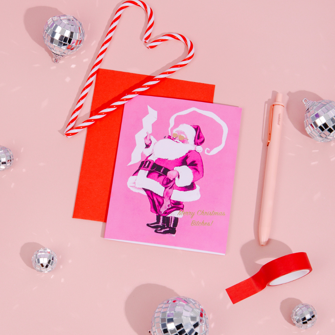 Party Mountain Paper co. - Wholesale Christmas Card - Sassy Santa Foil Card | Christmas Card3