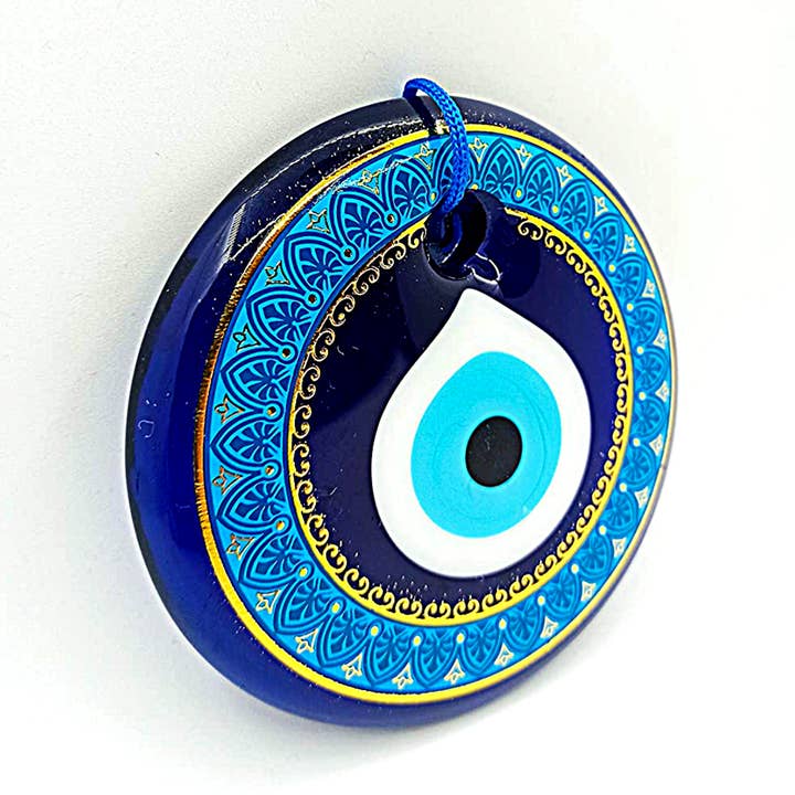Evil Eye Home Décoration murale moderne bleue faite à la main pour la vente par Karens Line