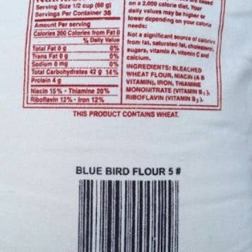 Parker Homestead - Wholesale Flour - Blue Bird Native American Frybread Flour packed in a 5 lb Reusable Cotton Bag. Perfect for Breads, Donuts, Cakes, and Pastries.1