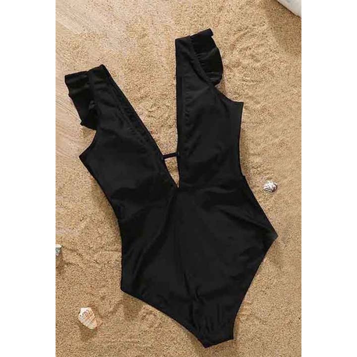 Fennco Styles - Wholesale One Piece Swimsuit - Kids - Mommy Daughter Black Ruffle One-Piece Swimsuit3