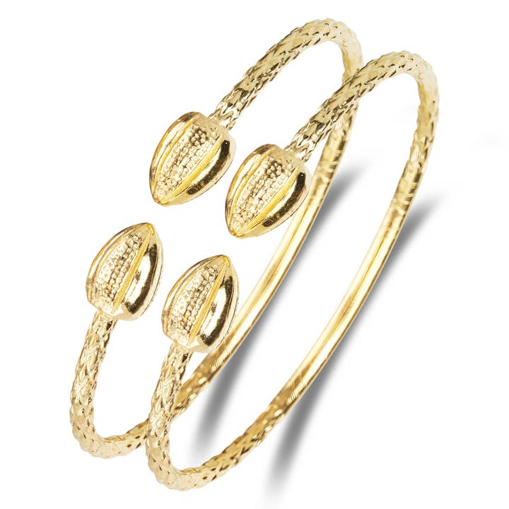 Große Kakaoschoten .925 Sterling Silber Westindische Armreifen, 1 Paar für den Großhandel von Better Jewelry