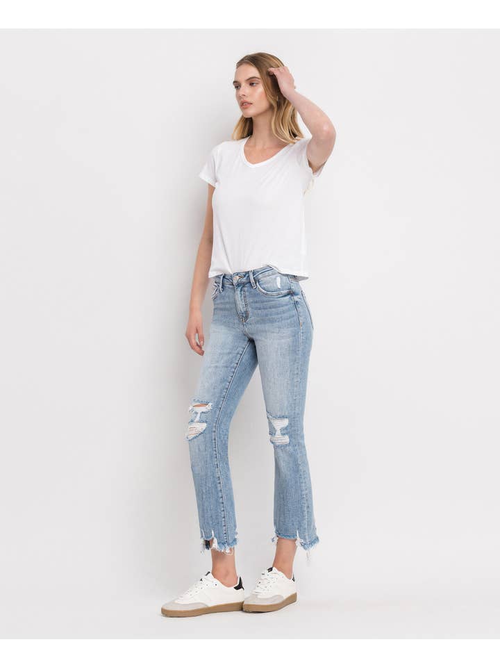 Handy HIGH RISE LIGHT WASH CROP FLARE JEANS LV1003 for wholesale on Faire9