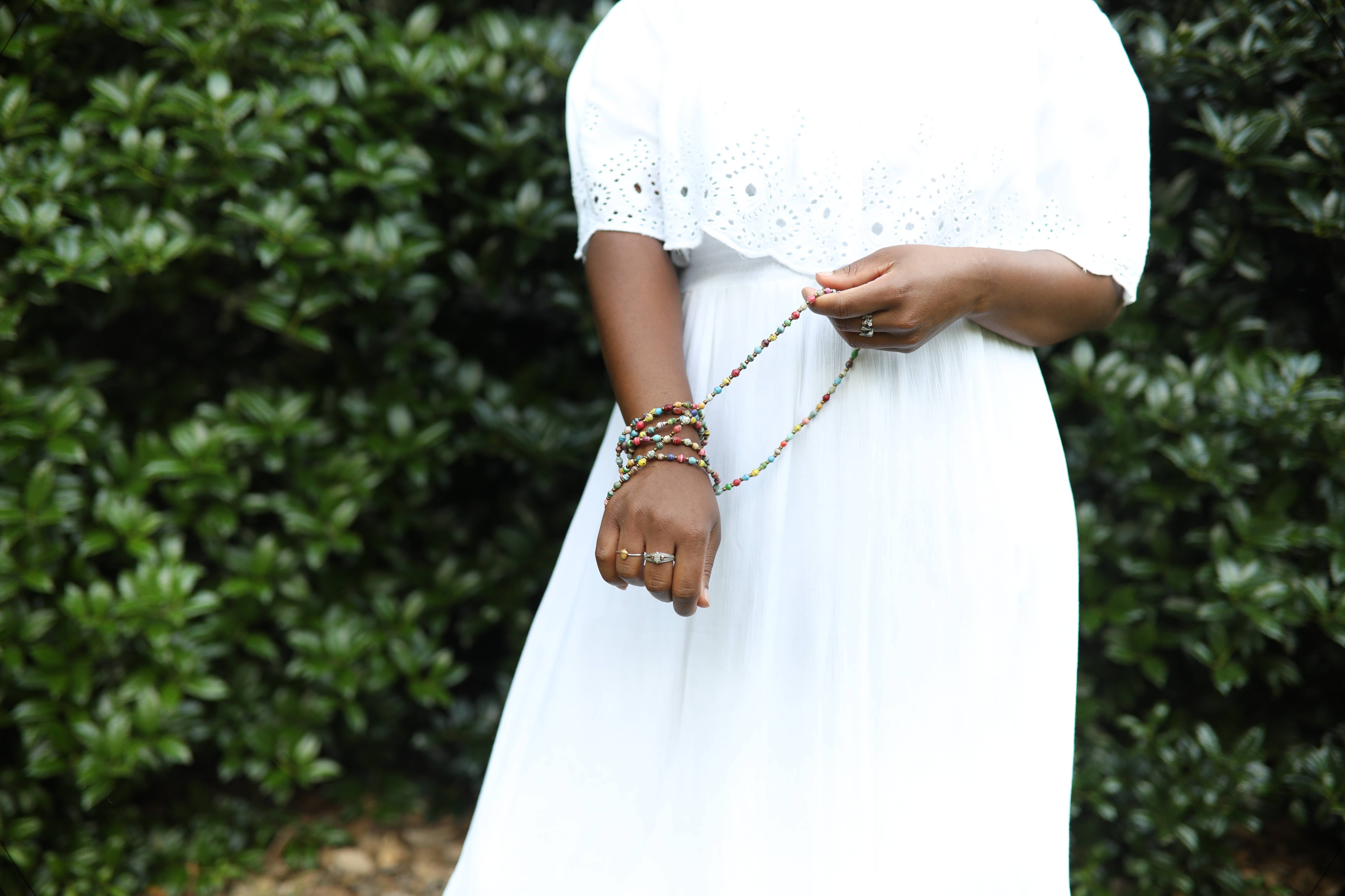 Ornaments 4 Orphans - Wholesale Beaded Bracelet - Maasai Stretch Paper Bead Necklace/Bracelet Wrap3