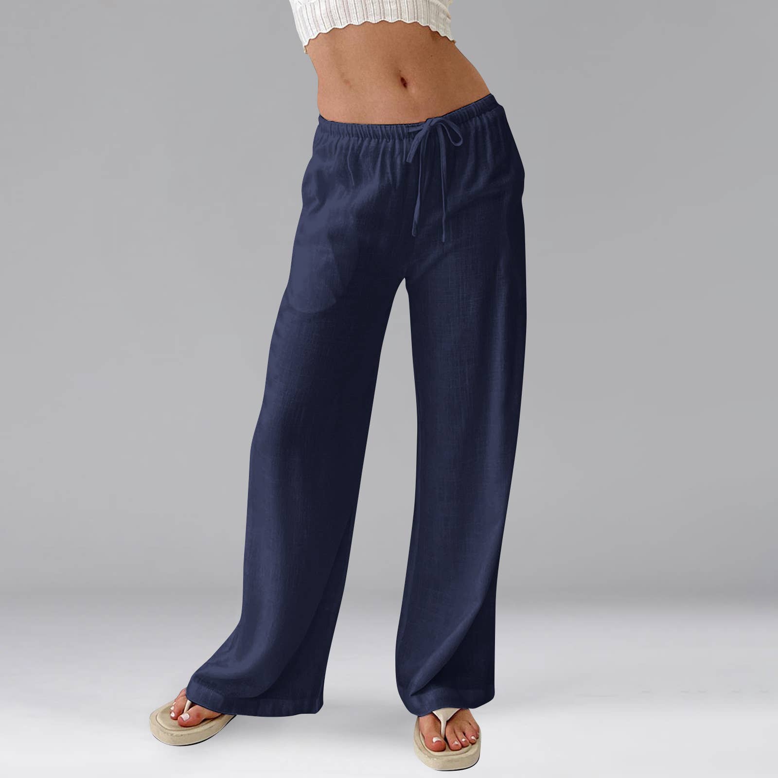 HIDDENBRAND - Wholesale Pants - Women's - Leisure solid summer wide-leg pants5