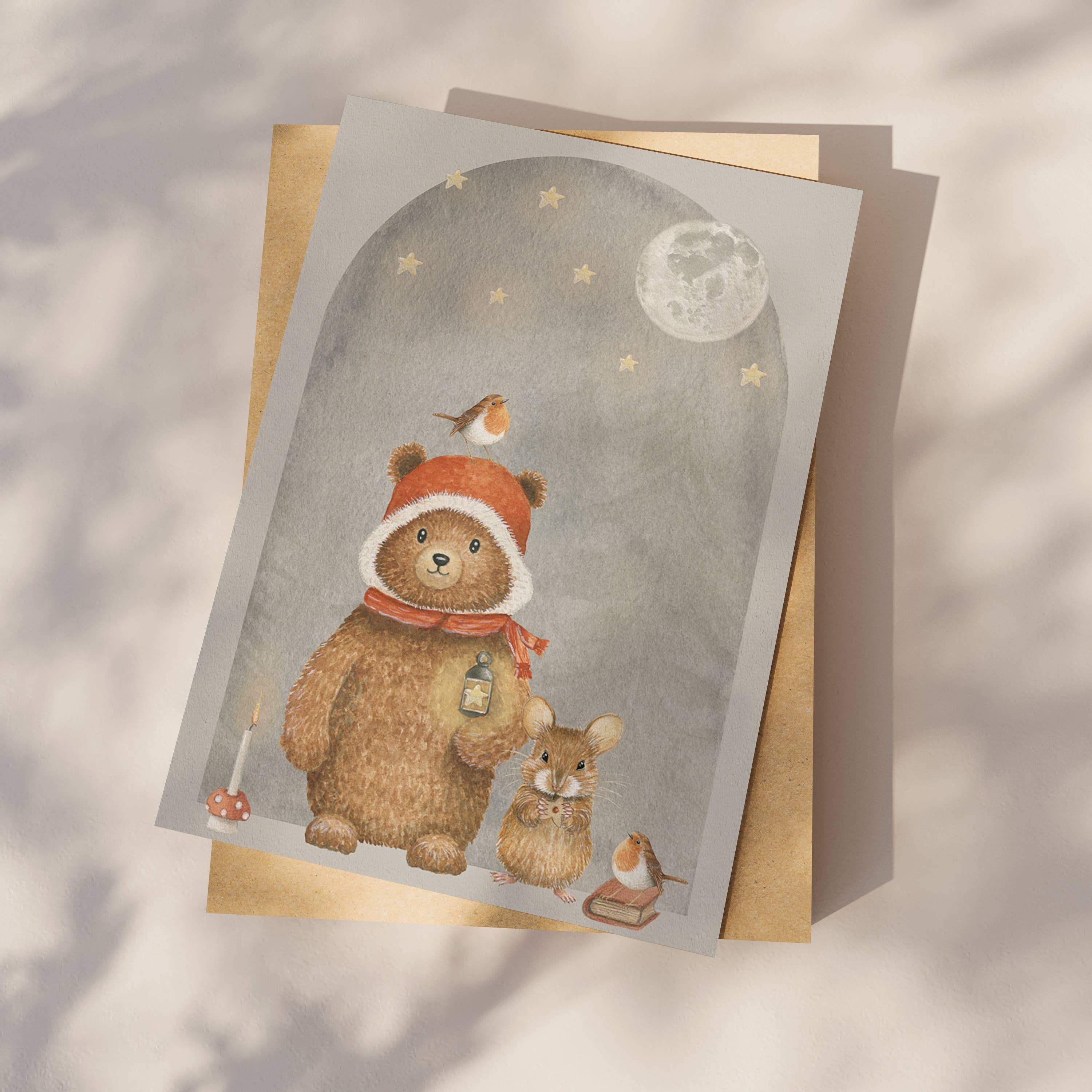 Appeloogje - Wholesale Everyday Greeting Card - Postcard bear with mouse1