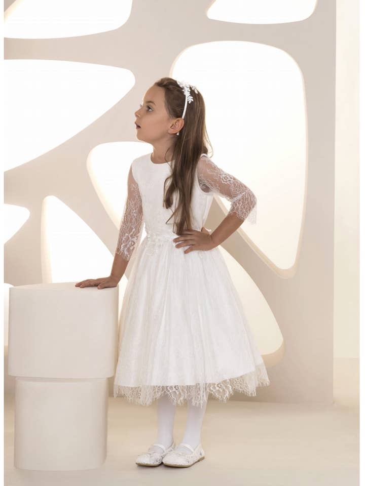 Bajabella – wholesale Klänning – Barn – Vacker vit klänning för flickor, konfirmationsklänning