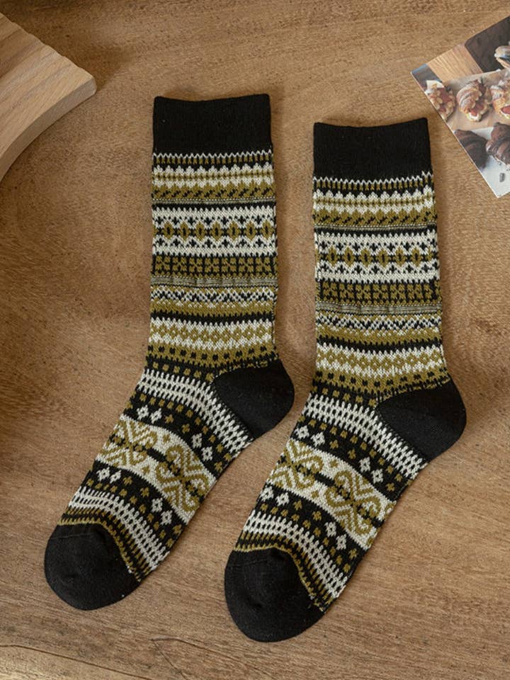 Funkyrel® Atzbranding Limited - Vente Chaussettes – femme - Chaussettes d'automne-hiver à motif géométrique9