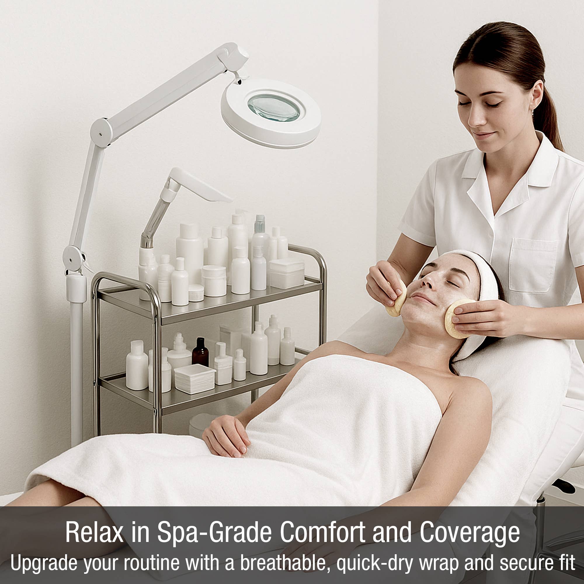 Appearus Products Corp. – wholesale Robe – Women's – Case of 24: Cotton Stretch Terry Spa Wrap - White Drawstring5