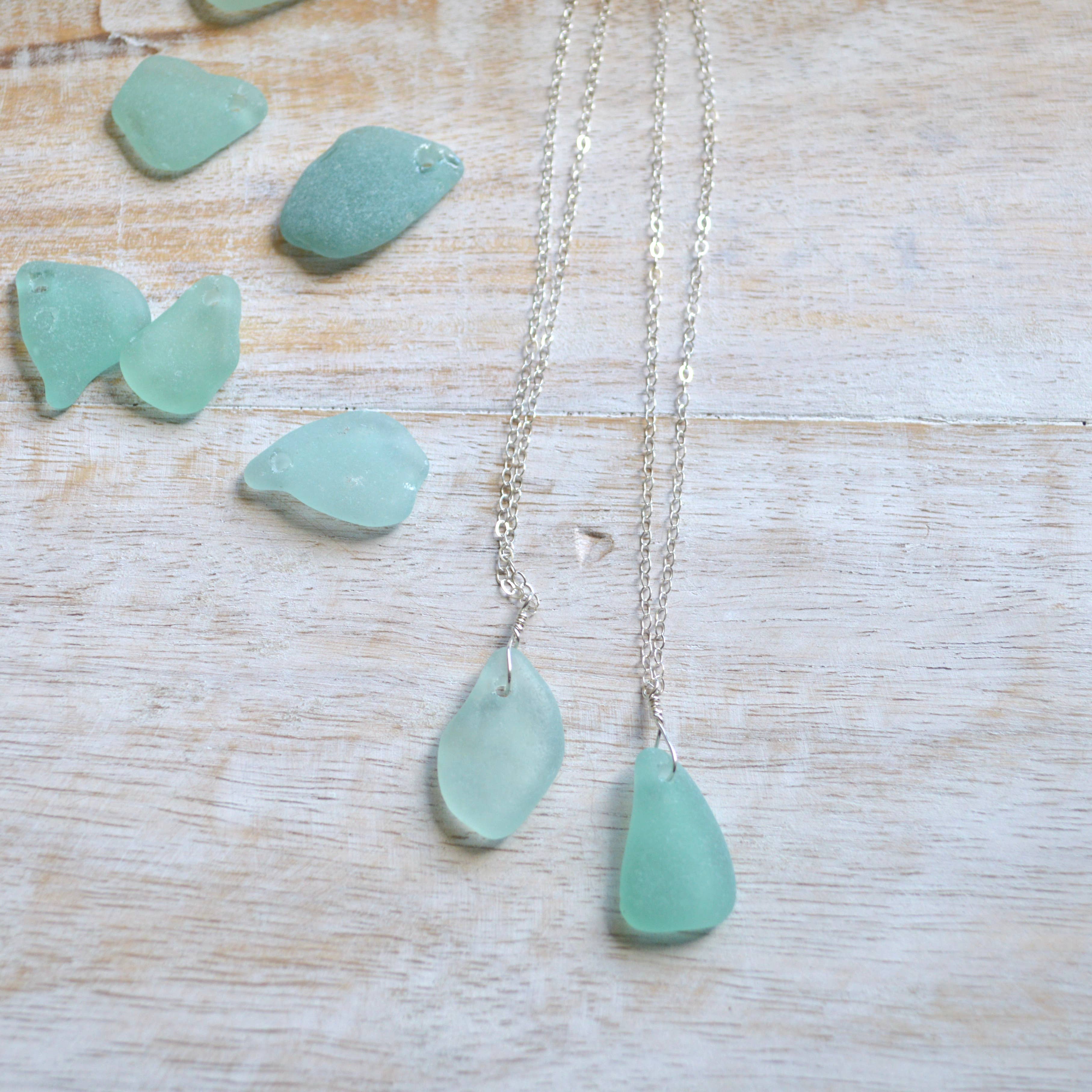Salty But Sweet – wholesale Pendant/charm necklace – Aqua Sea Glass Pendant1