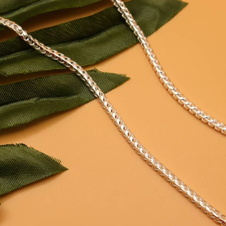 Solid .925 Sterling Silver 2mm Solid Franco Square Box Link Chain Necklace, 16''-30’' Men Women Unisex Teens Silver Franco Square Box Link Chain for wholesale by Vesa Jewels