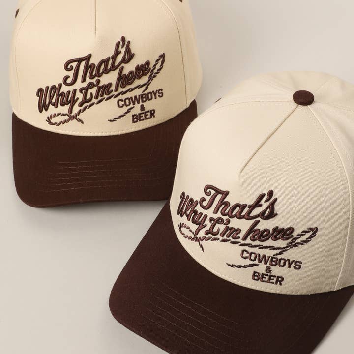 BRN That's Why I'm here Cowboys & Beer Embroidery Two-Tone Cap for wholesale on Faire