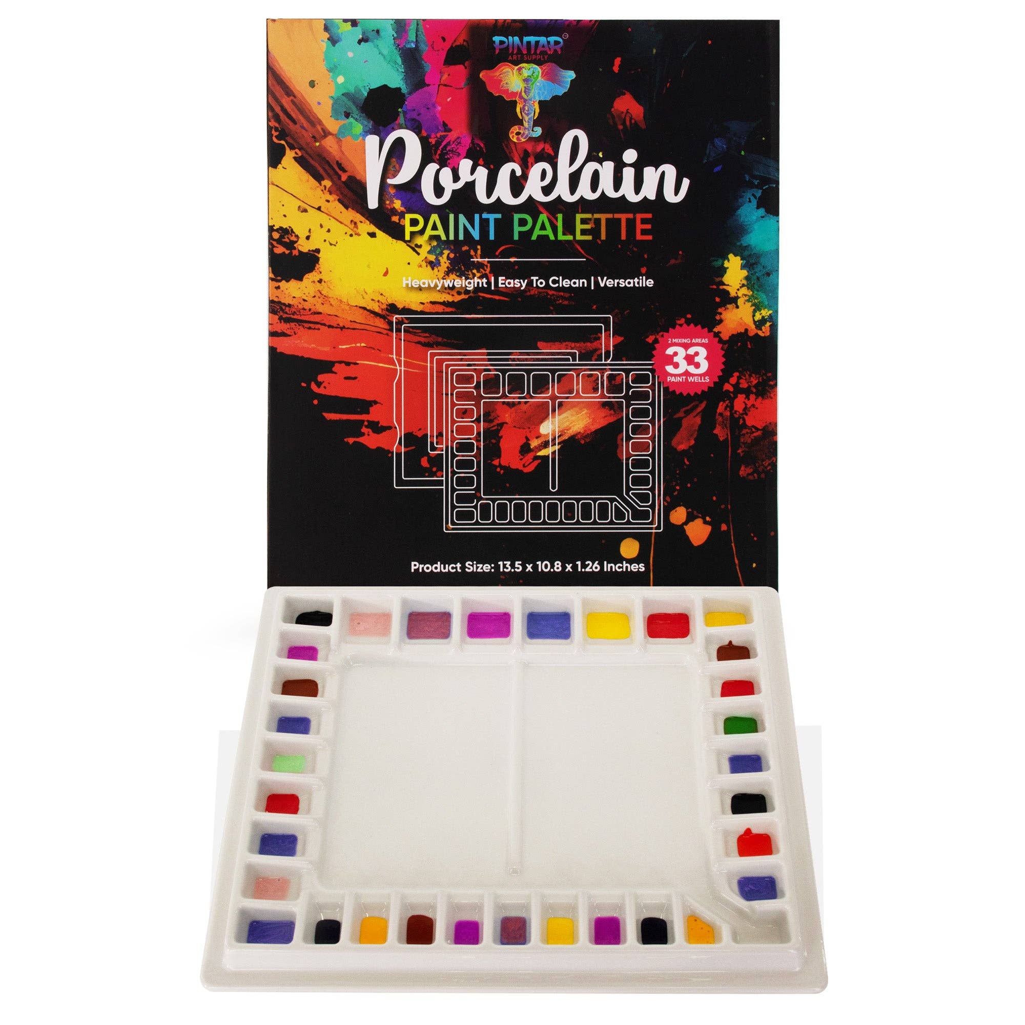 Pintar Art Supply - Wholesale Palette/Mixing Tray - Pintar 33-Well Ceramic Palette for All Water-Based Paints4