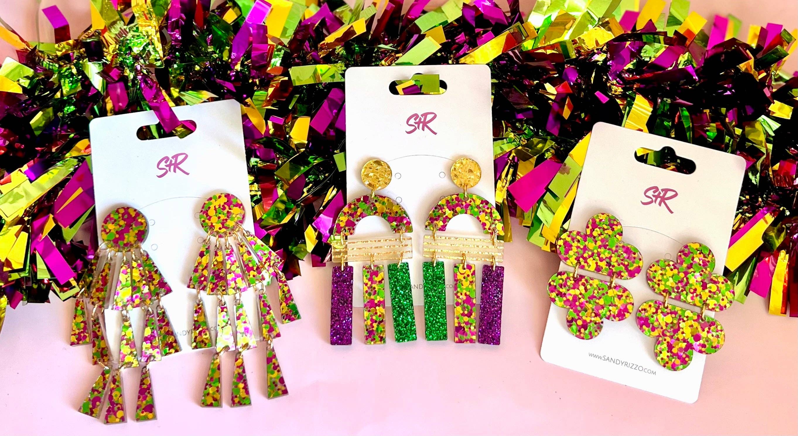Sandy + Rizzo - Wholesale Dangle Earrings - Mardi Gras Jill1