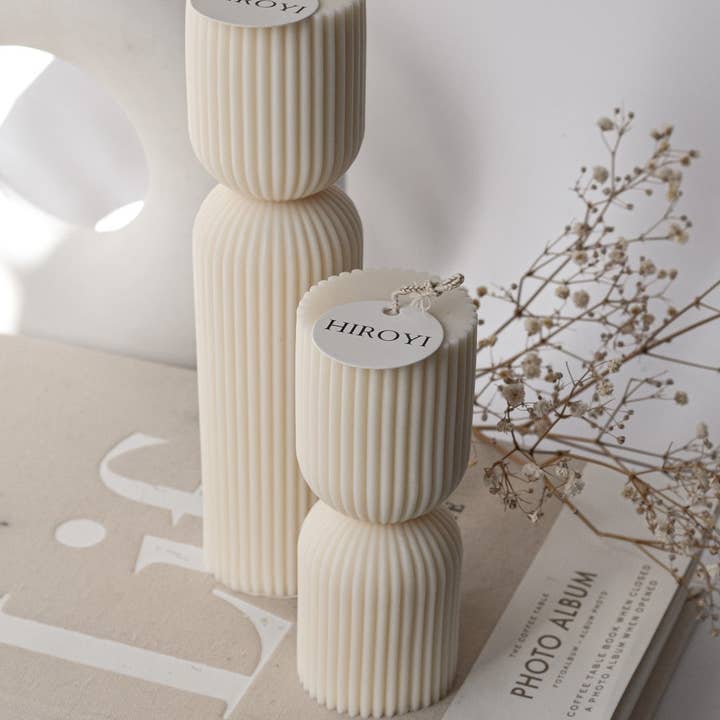 Hiroyi Decor - Wholesale Novelty Candle - Ribbed Elegant Candle Set
