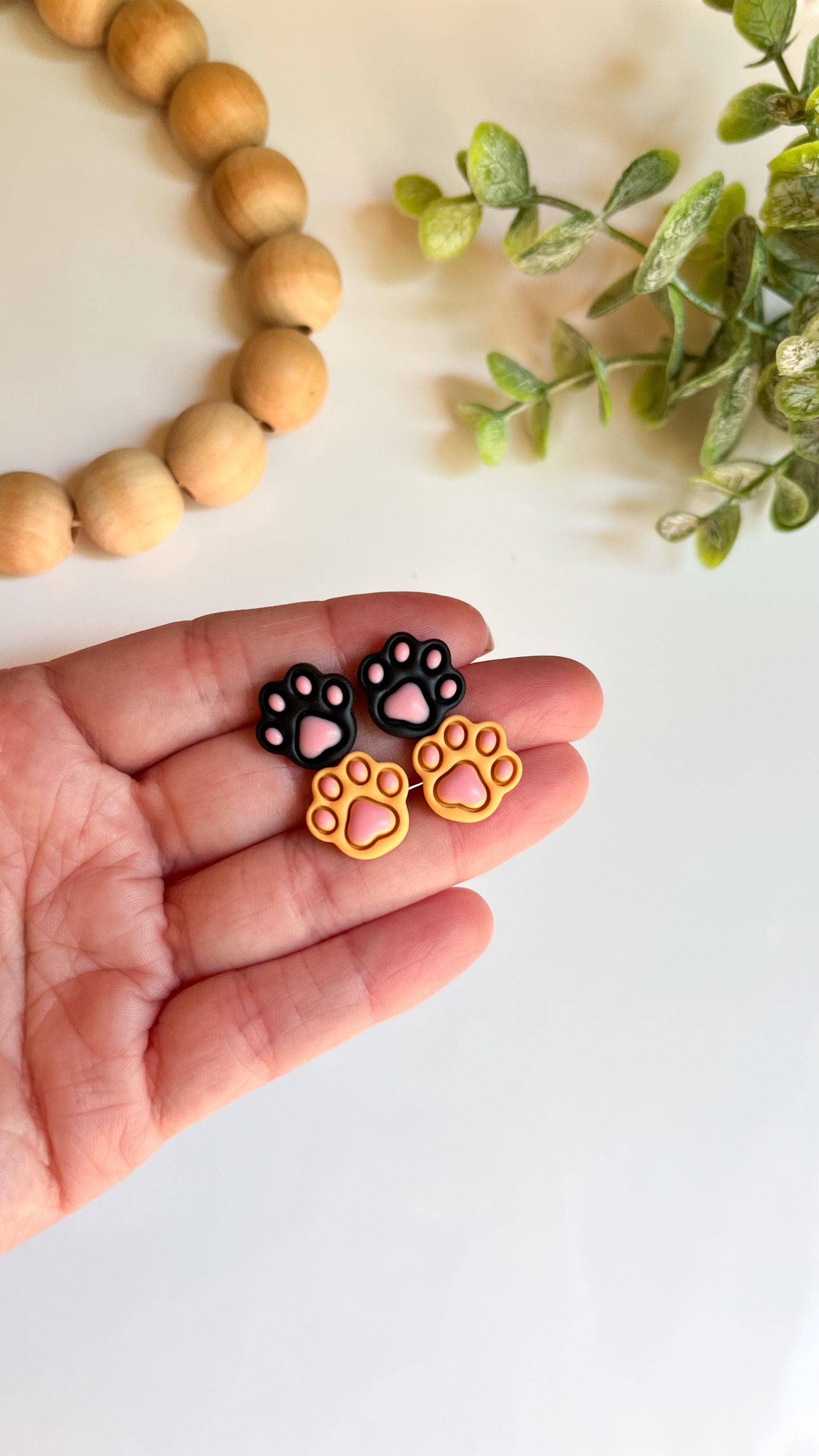 WanderingCalicoClay - Wholesale Stud/Post Earrings - Cat Paw Print Clay Stud Earrings for Cat Lovers4