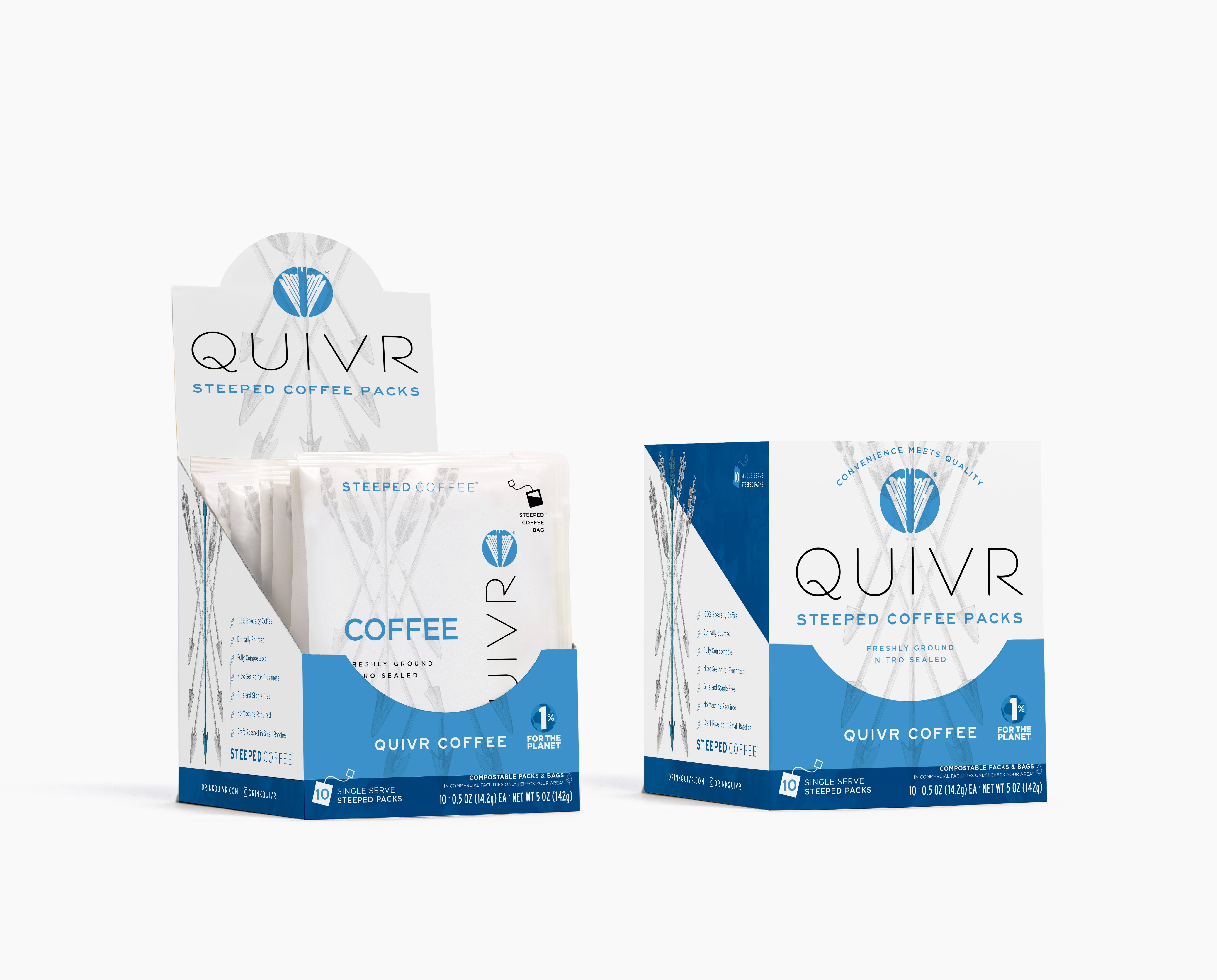 QUIVR - Wholesale Ground Coffee - Single Serve Hot Coffee Packs Steeped Regular/Decaf 10 Pack0